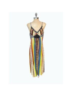 Alberto Makali Jeweled Plaid Maxi Midi Dress Medium Large